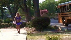 Hot Cheer Girl Rides Home With A Stranger And Fucks Him