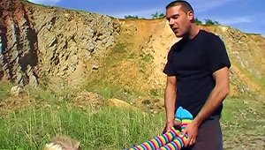 Blonde Teen Gives Footjob In Socks And Gets Anal In The Nature