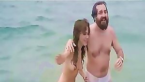 Sexy Spanish  Shows Her  And Her Bush At The Beach In A Movie Scene