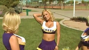 Incredibly Busty Cheerleader Shyla Stylez Devours Two Big Cocks In A Threesome