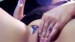 Pussy With A Butterfly Tattoo Gets Dildoed Deep