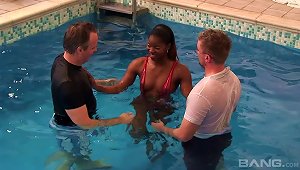 A Black Girl Meets Two White Guys At The Pool And Has A Threesome With Them
