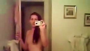 Naked  Brushing Her Teeth