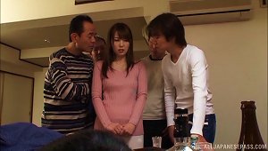 Obedient Japanese Wife Puts On A Fuck Show For Their Company