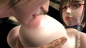 Stockinged Busty 3d Hentai Whore Gives Bj