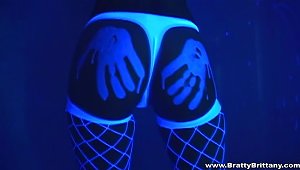 Britney Spring Cock Teasing Under A Fluorescent Light