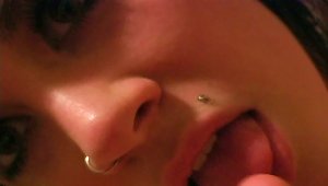 Foot Fetish Brunette With Nose Piercing Enjoys Sucking Her Toes