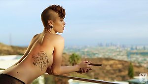 Short-haired Britt Linn Has A Playboy Photo Shoot On The Side