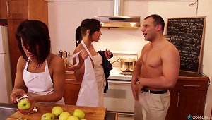 Charming Brunettes Strip And Wear Chef Outfits In Reality Kitchen Shoot