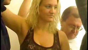 Blonde Is In A Crowd And Gets Her  Groped By A  Of Guys